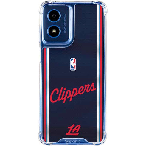 NBA Los Angeles Clippers Distressed Red Moto G 5G (2024) Clear Case